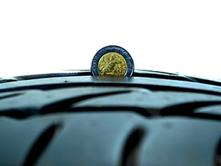 Checar las llantas con una moneda